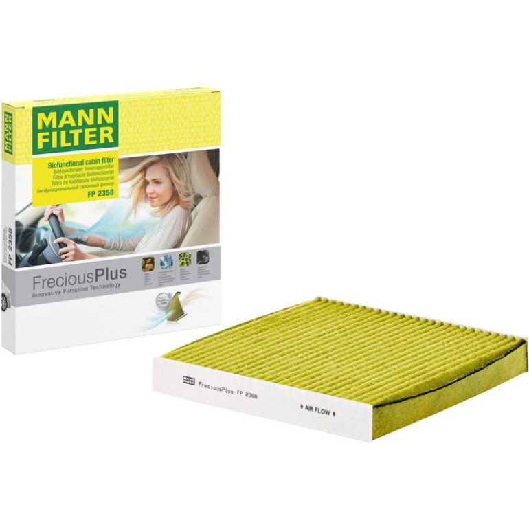 MANN-FILTER FP 2358 Innenraumfilter FreciousPlus Aktivkohlefilter mit Polyphenol, antibakteriell, Feinstaubfilter (PM 2.5) MANN-FILTER FP 2358 Innenraumfilter FreciousPlus Aktivkohlefilter mit Polyphenol, antibakteriell, Feinstaubfilter (PM 2.5)