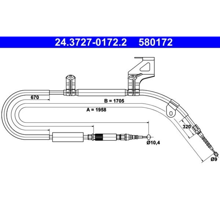Seilzug, Feststellbremse 24.3727-0172.2 Seilzug, Feststellbremse 24.3727-0172.2