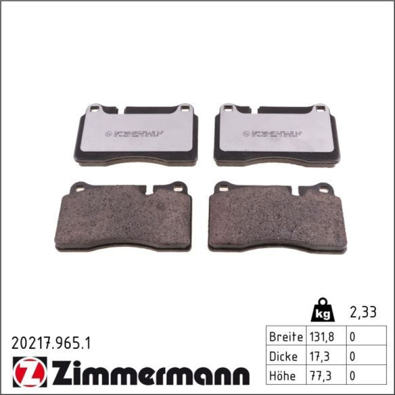 Bremsbelagsatz, Scheibenbremse 20217.965.1 Bremsbelagsatz, Scheibenbremse 20217.965.1