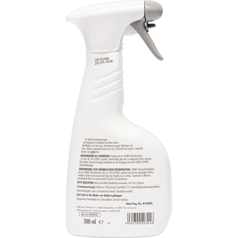SONAX 04032410 Desinfektionsmittel für PKW Innenraum, 500 ml SONAX 04032410 Desinfektionsmittel für PKW Innenraum, 500 ml