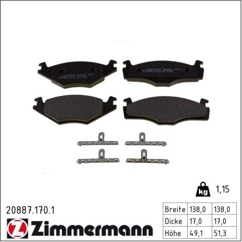 Bremsbelagsatz, Scheibenbremse 20887.170.1 Bremsbelagsatz, Scheibenbremse 20887.170.1