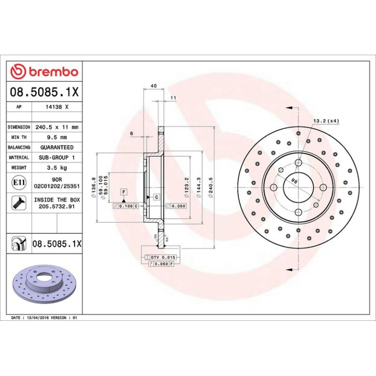 Bremsscheibe 08.5085.1X Bremsscheibe 08.5085.1X