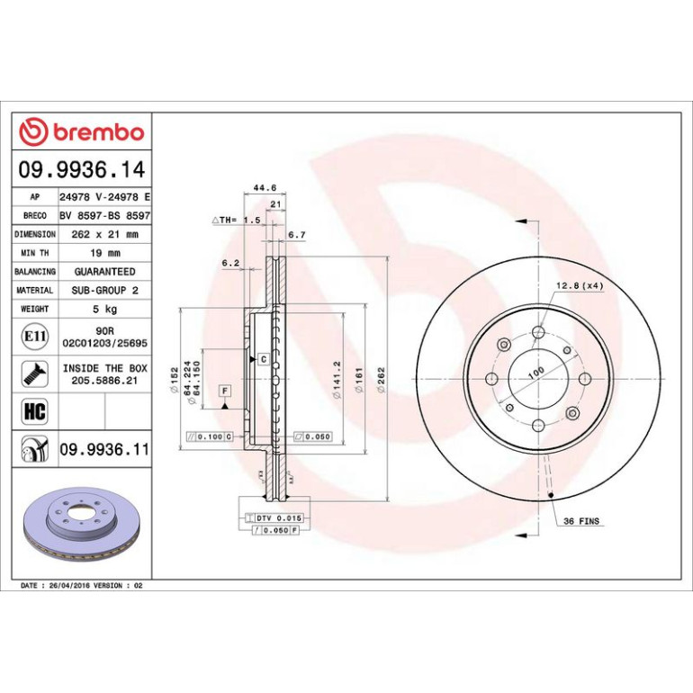Bremsscheibe 09.9936.11