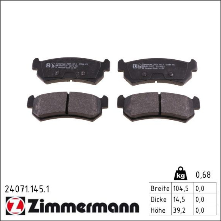Bremsbelagsatz, Scheibenbremse 24071.145.1 Bremsbelagsatz, Scheibenbremse 24071.145.1