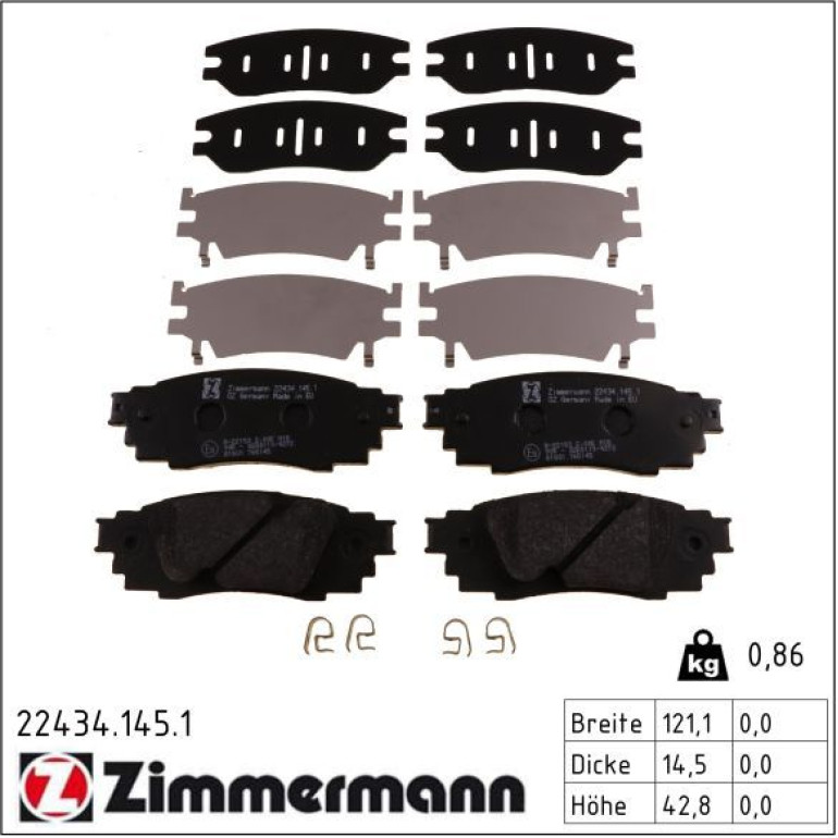 Bremsbelagsatz, Scheibenbremse 22434.145.1 Bremsbelagsatz, Scheibenbremse 22434.145.1