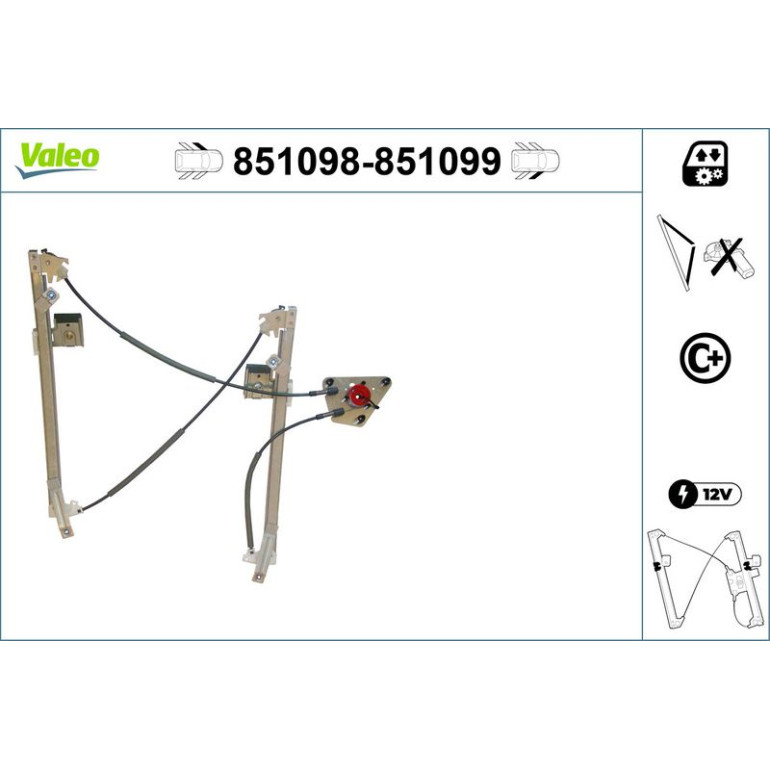 VALEO 851098 Fensterheber für SEAT ALTEA, TOLEDO vorne links, Komfortfunktion, elektrisch, ohne Elektromotor