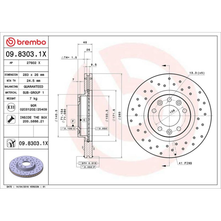 Bremsscheibe 09.8303.1X Bremsscheibe 09.8303.1X