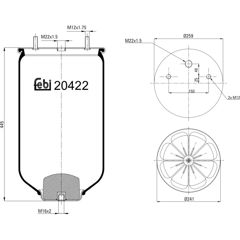 FEBI BILSTEIN 20422 Federbalg, Luftfederung FEBI BILSTEIN 20422 Federbalg, Luftfederung