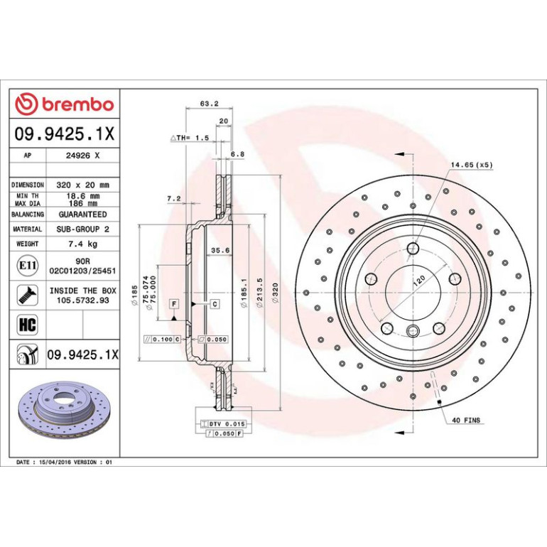 Bremsscheibe 09.9425.1X Bremsscheibe 09.9425.1X