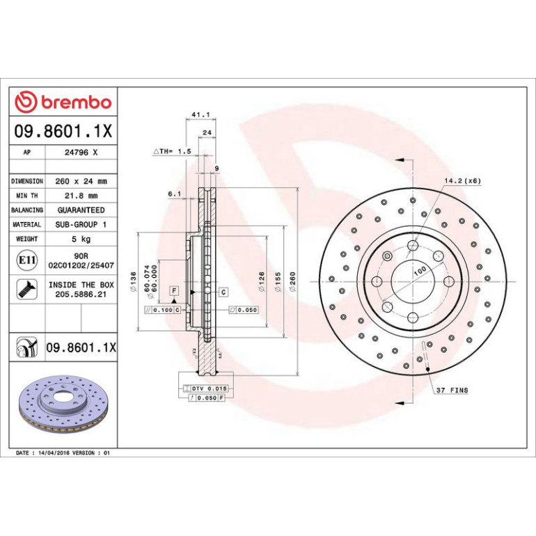 Bremsscheibe 09.8601.1X Bremsscheibe 09.8601.1X