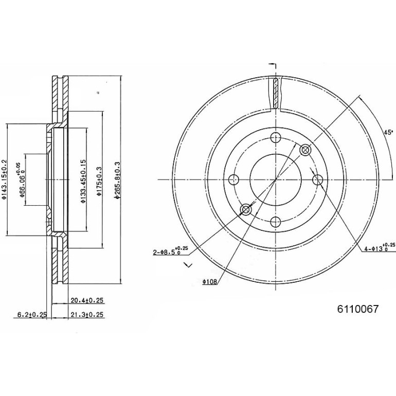 Bremsscheibe 6110067 Bremsscheibe 6110067