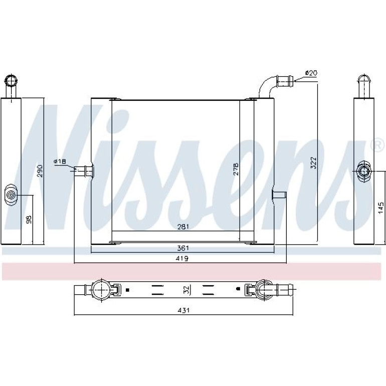 Niedertemperaturkühler, Ladeluftkühler 64338 Niedertemperaturkühler, Ladeluftkühler 64338