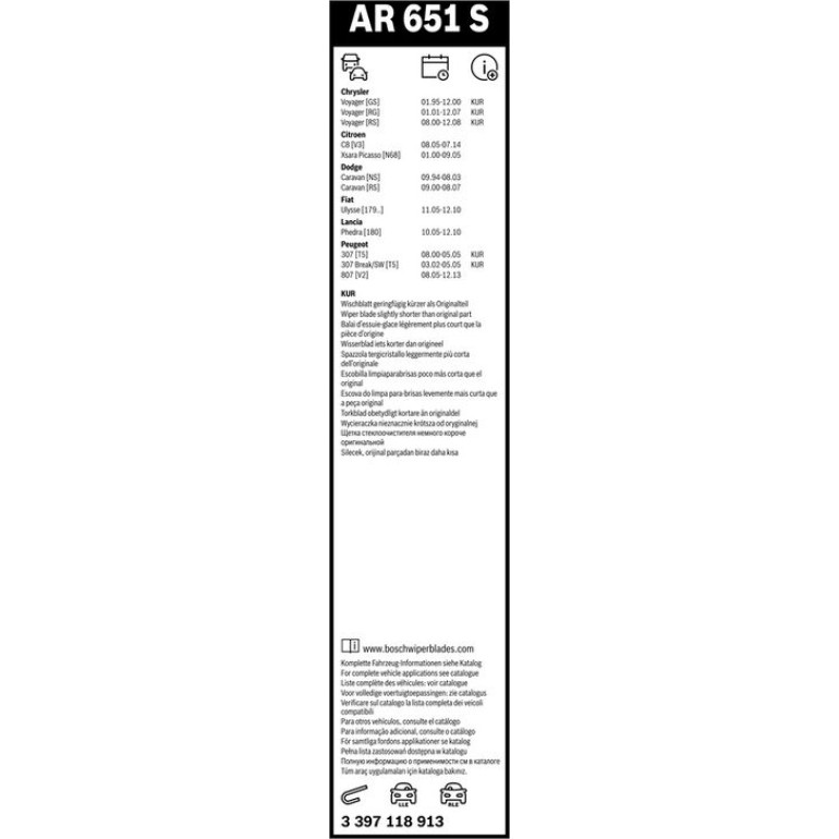 BOSCH AR 651 S Scheibenwischer Aerotwin Retrofit 3 397 118 913 BOSCH AR 651 S Scheibenwischer Aerotwin Retrofit 3 397 118 913