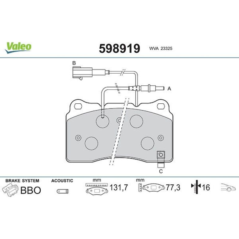 Bremsbelagsatz, Scheibenbremse 598919