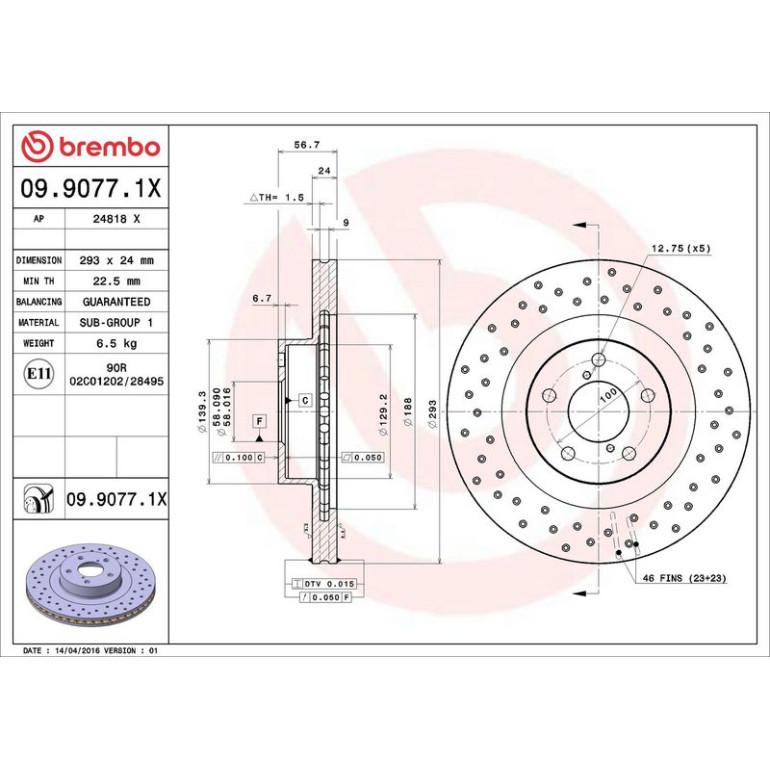 Bremsscheibe 09.9077.1X