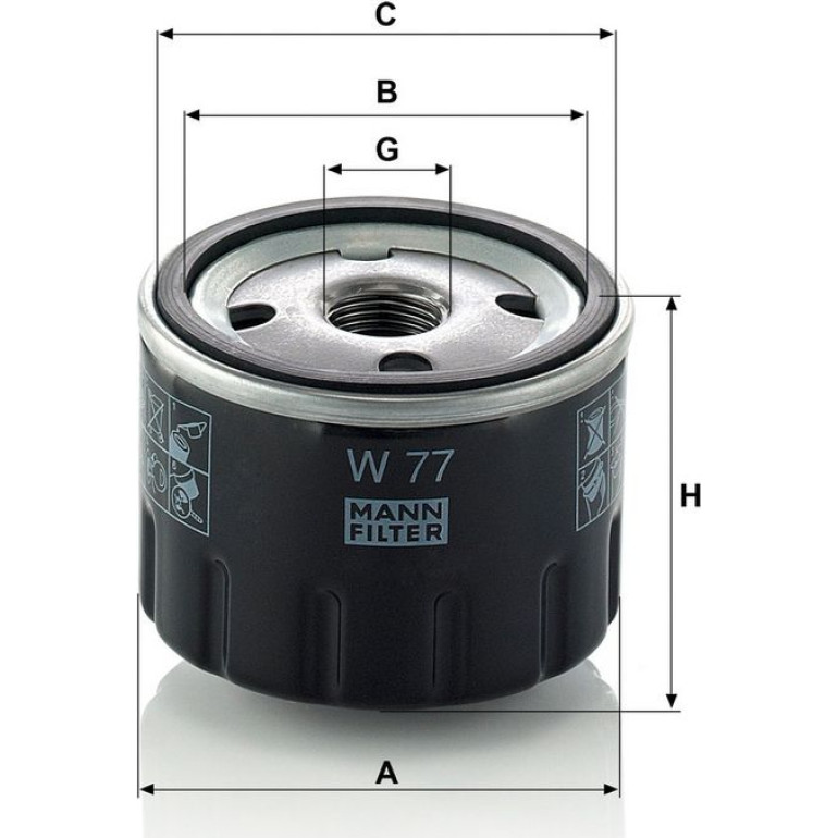 MANN-FILTER W 77 Ölfilter 3/4-16 UNF, mit Rücklaufsperrventil, Anschraubfilter MANN-FILTER W 77 Ölfilter 3/4-16 UNF, mit Rücklaufsperrventil, Anschraubfilter