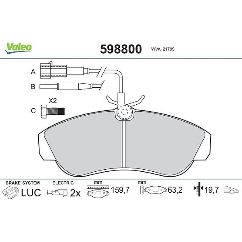 Bremsbelagsatz, Scheibenbremse 598800 Bremsbelagsatz, Scheibenbremse 598800