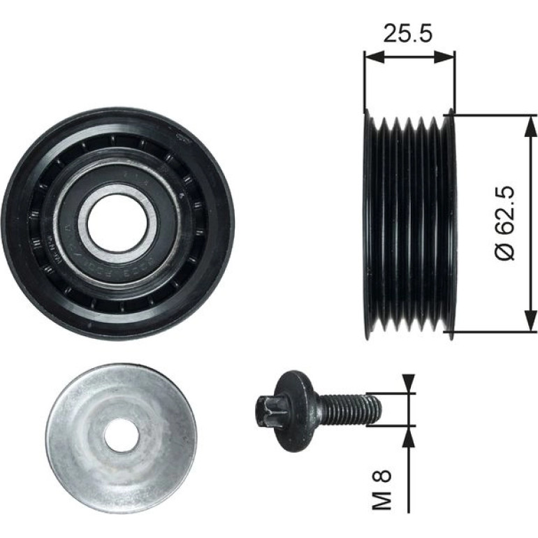 Umlenk-/Führungsrolle, Keilrippenriemen T36736 Umlenk-/Führungsrolle, Keilrippenriemen T36736