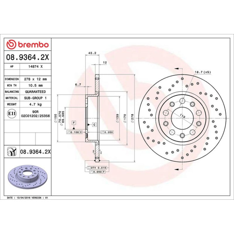 Bremsscheibe 08.9364.2X Bremsscheibe 08.9364.2X