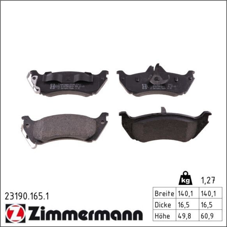 Bremsbelagsatz, Scheibenbremse 23190.165.1 Bremsbelagsatz, Scheibenbremse 23190.165.1
