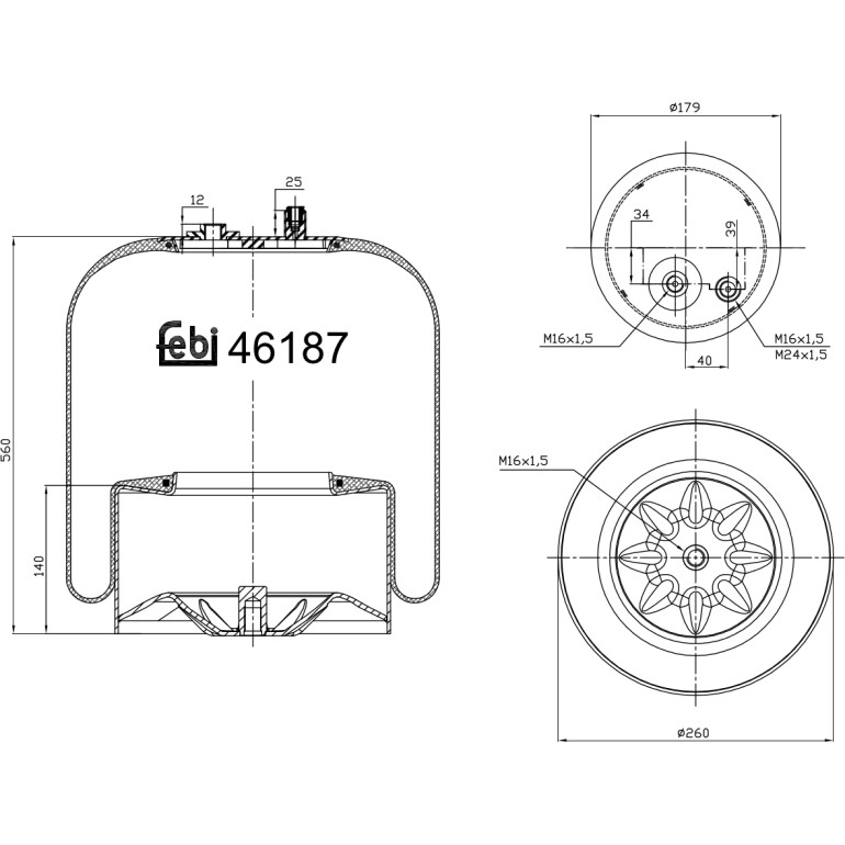 FEBI BILSTEIN 46187 Federbalg, Luftfederung