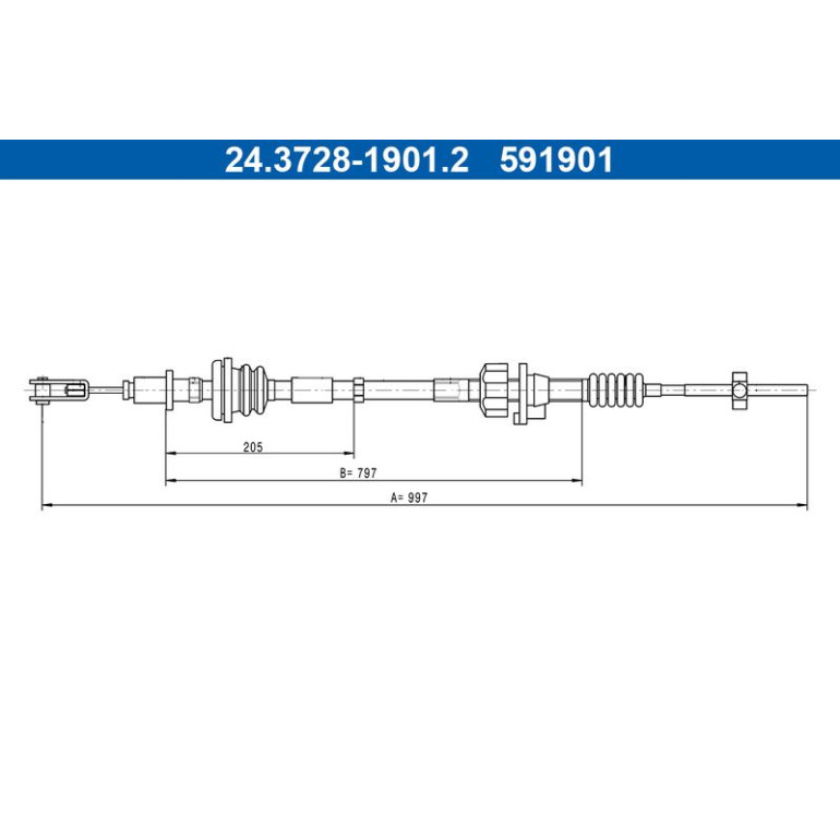 Seilzug, Kupplungsbetätigung 24.3728-1901.2 Seilzug, Kupplungsbetätigung 24.3728-1901.2