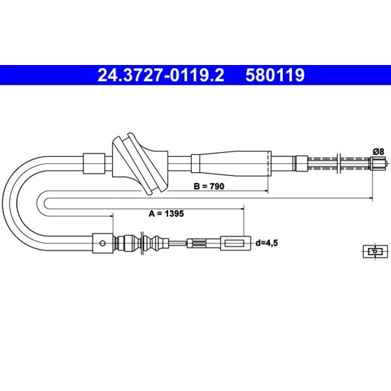Seilzug, Feststellbremse 24.3727-0119.2 Seilzug, Feststellbremse 24.3727-0119.2