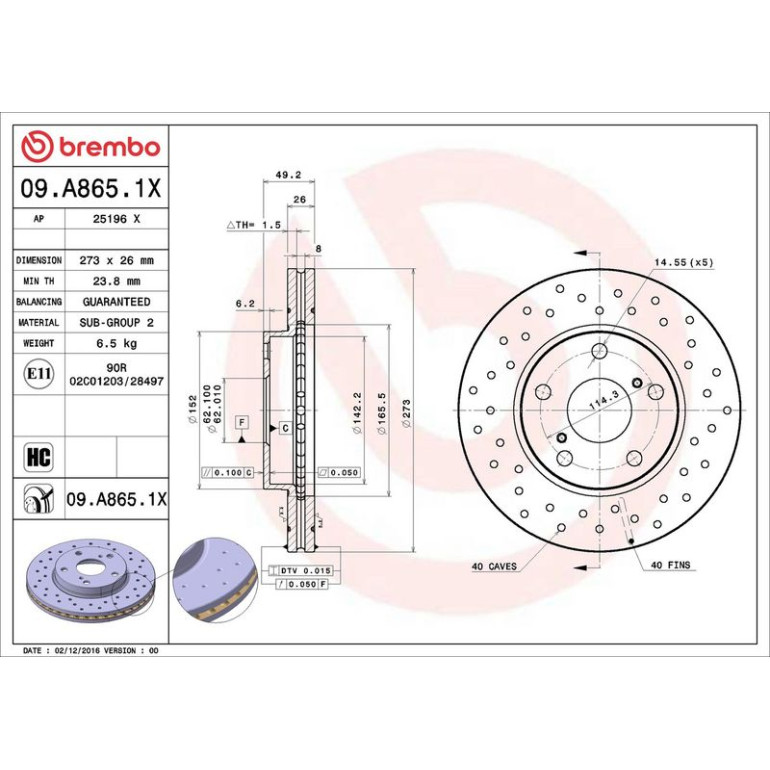 Bremsscheibe 09.A865.1X Bremsscheibe 09.A865.1X