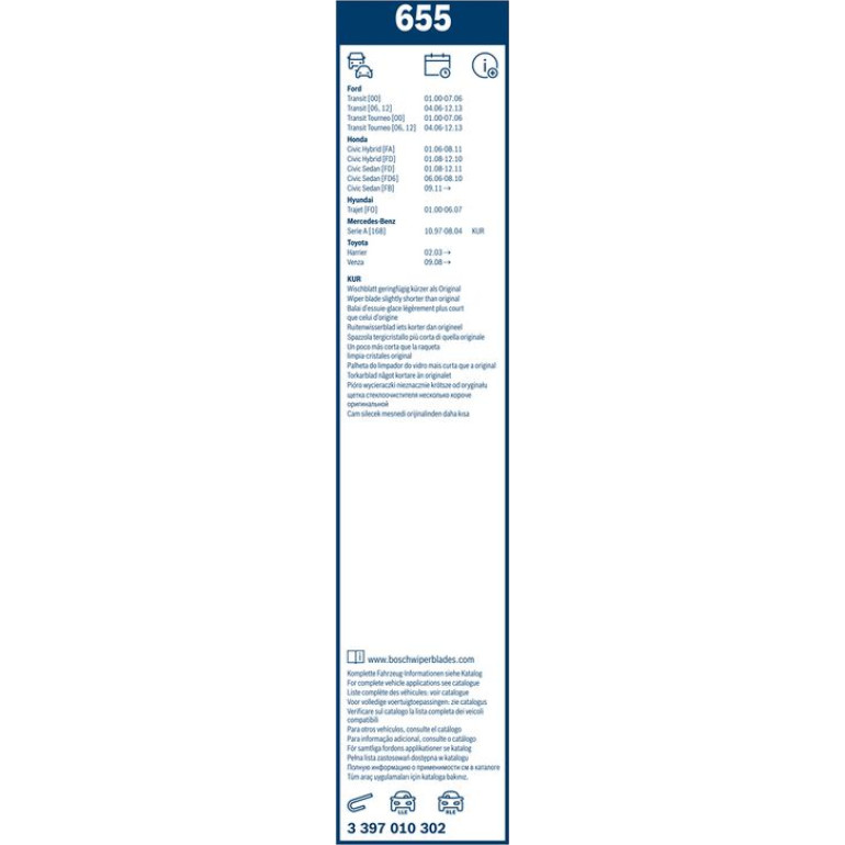 BOSCH 655 Scheibenwischer Twin 3 397 010 302 BOSCH 655 Scheibenwischer Twin 3 397 010 302