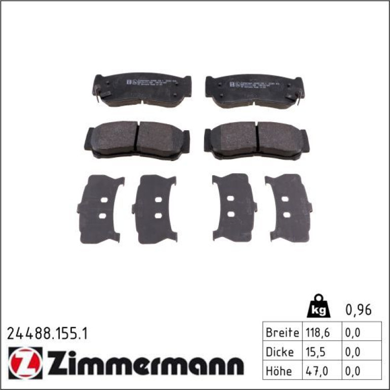 Bremsbelagsatz, Scheibenbremse 24488.155.1 Bremsbelagsatz, Scheibenbremse 24488.155.1