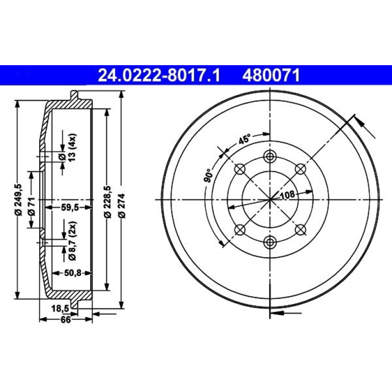 Bremstrommel 24.0222-8017.1
