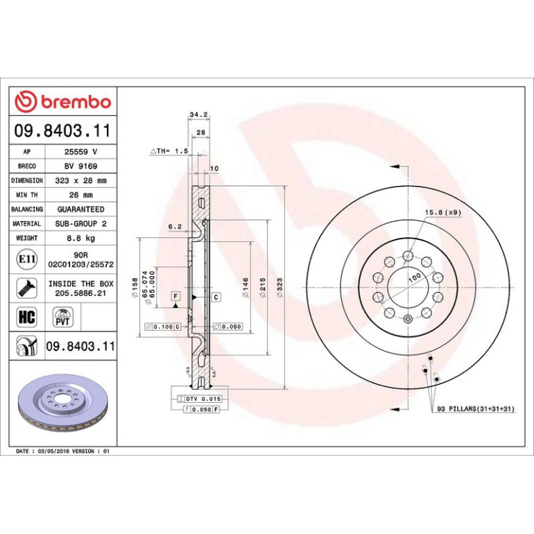 Bremsscheibe 09.8403.11