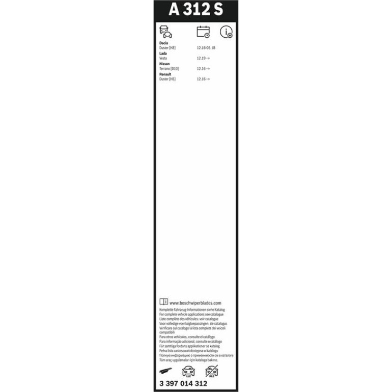 BOSCH A 312 S Scheibenwischer Aerotwin 3 397 014 312 BOSCH A 312 S Scheibenwischer Aerotwin 3 397 014 312