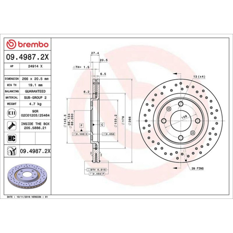 Bremsscheibe 09.4987.2X Bremsscheibe 09.4987.2X