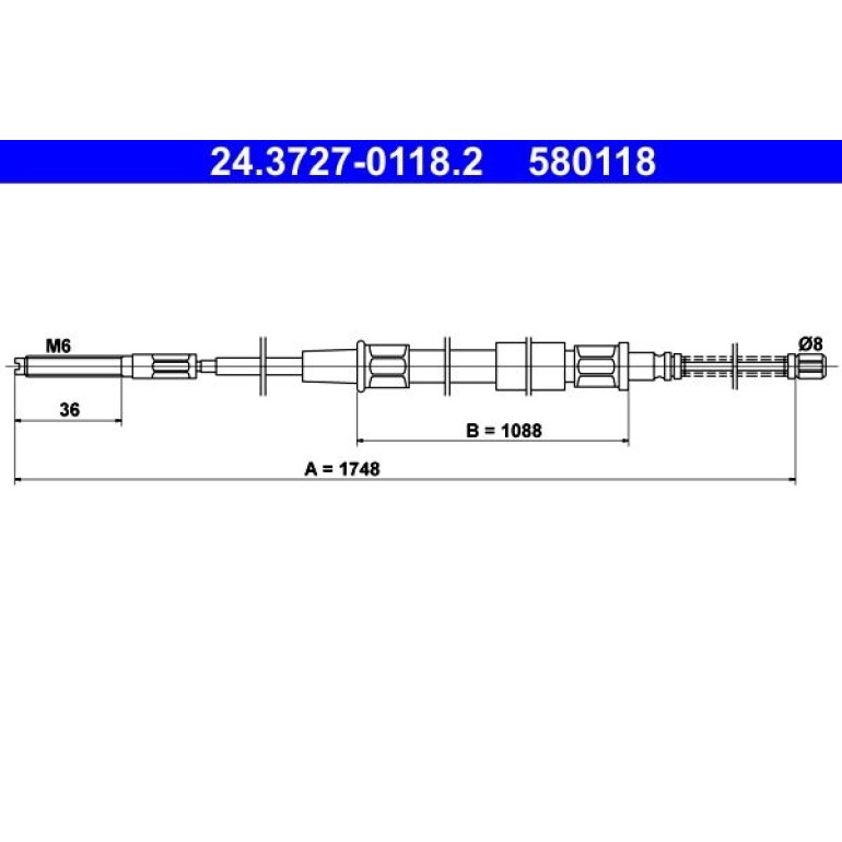 Seilzug, Feststellbremse 24.3727-0118.2 Seilzug, Feststellbremse 24.3727-0118.2