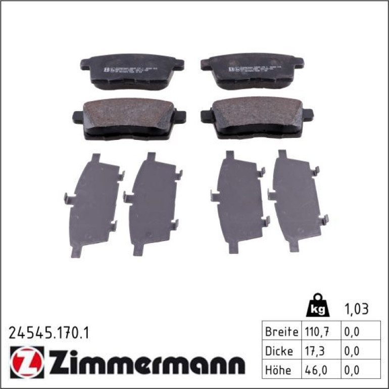 Bremsbelagsatz, Scheibenbremse 24545.170.1 Bremsbelagsatz, Scheibenbremse 24545.170.1