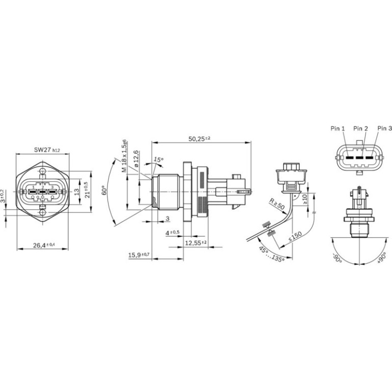 Sensor, Kraftstoffdruck 0 281 002 907