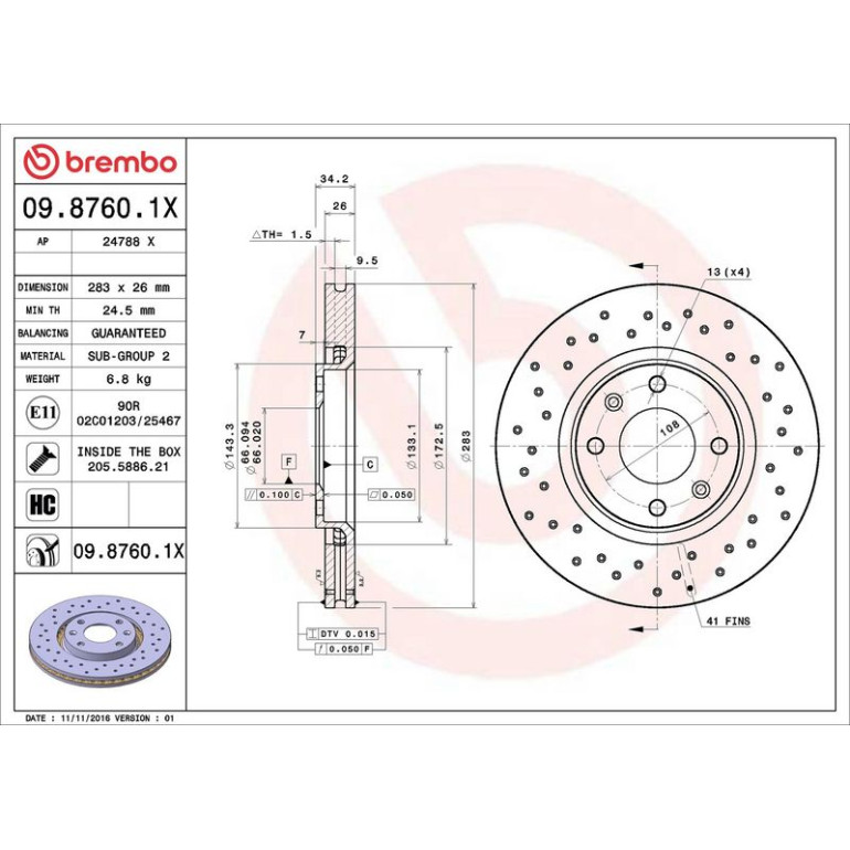 Bremsscheibe 09.8760.1X