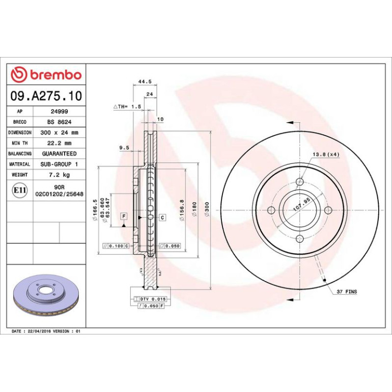 Bremsscheibe 09.A275.10