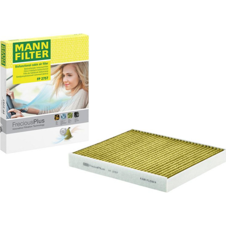 MANN-FILTER FP 2757 Innenraumfilter FreciousPlus Aktivkohlefilter mit Polyphenol, antibakteriell, Feinstaubfilter (PM 2.5)