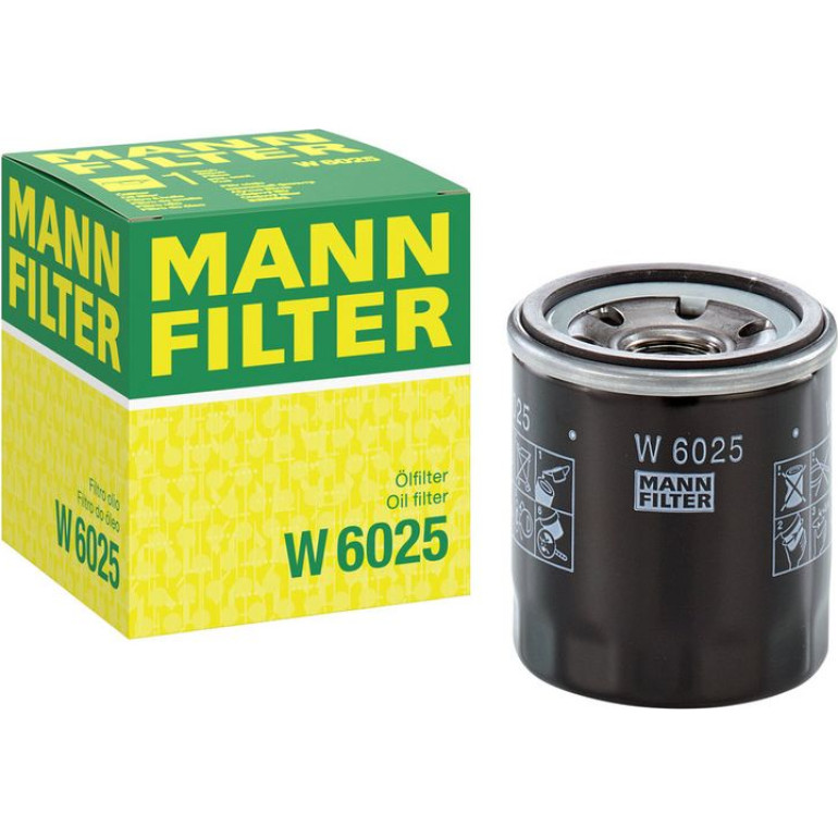MANN-FILTER W 6025 Ölfilter M20x1.5, mit einem Rücklaufsperrventil, Anschraubfilter MANN-FILTER W 6025 Ölfilter M20x1.5, mit einem Rücklaufsperrventil, Anschraubfilter