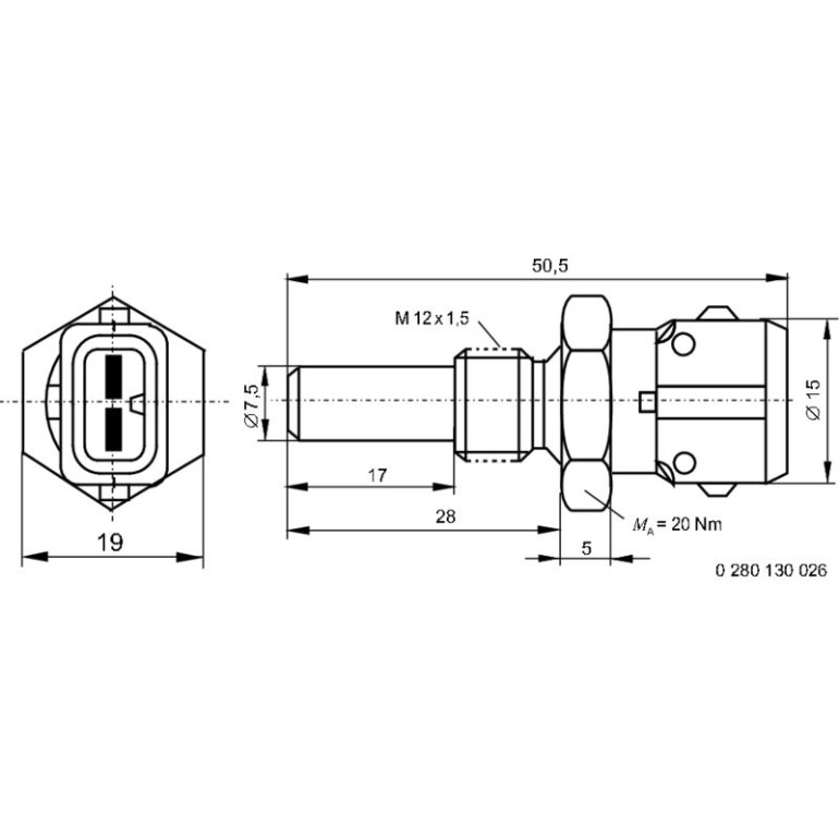 Sensor, Kühlmitteltemperatur 0 280 130 026 Sensor, Kühlmitteltemperatur 0 280 130 026