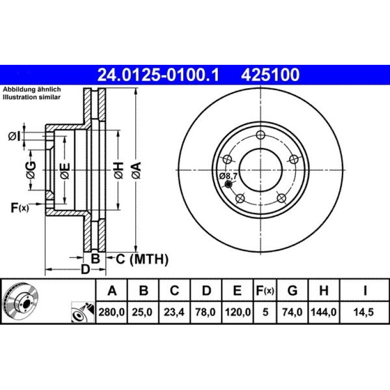 Bremsscheibe 24.0125-0100.1
