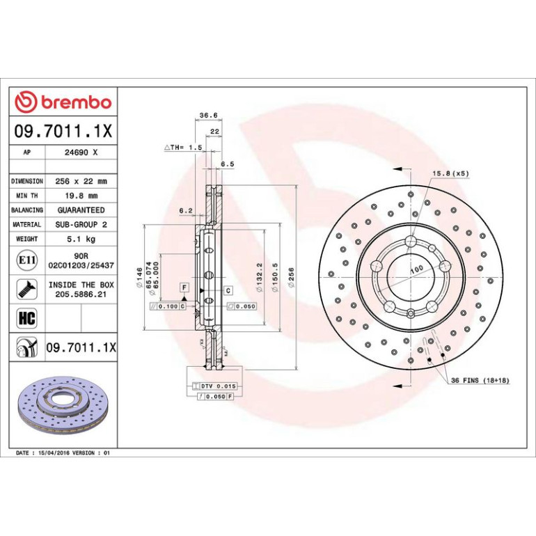 Bremsscheibe 09.7011.1X Bremsscheibe 09.7011.1X