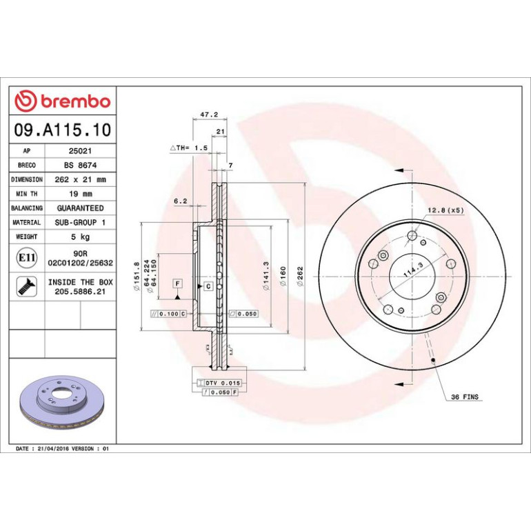 Bremsscheibe 09.A115.10 Bremsscheibe 09.A115.10