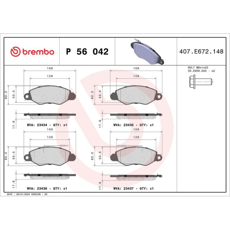 Bremsbelagsatz, Scheibenbremse P 56 042