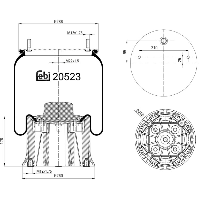 FEBI BILSTEIN 20523 Federbalg, Luftfederung FEBI BILSTEIN 20523 Federbalg, Luftfederung