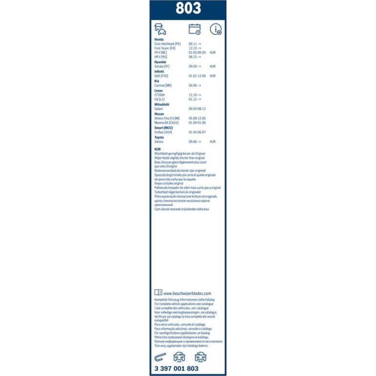 BOSCH 803 Scheibenwischer Twin 3 397 001 803 BOSCH 803 Scheibenwischer Twin 3 397 001 803