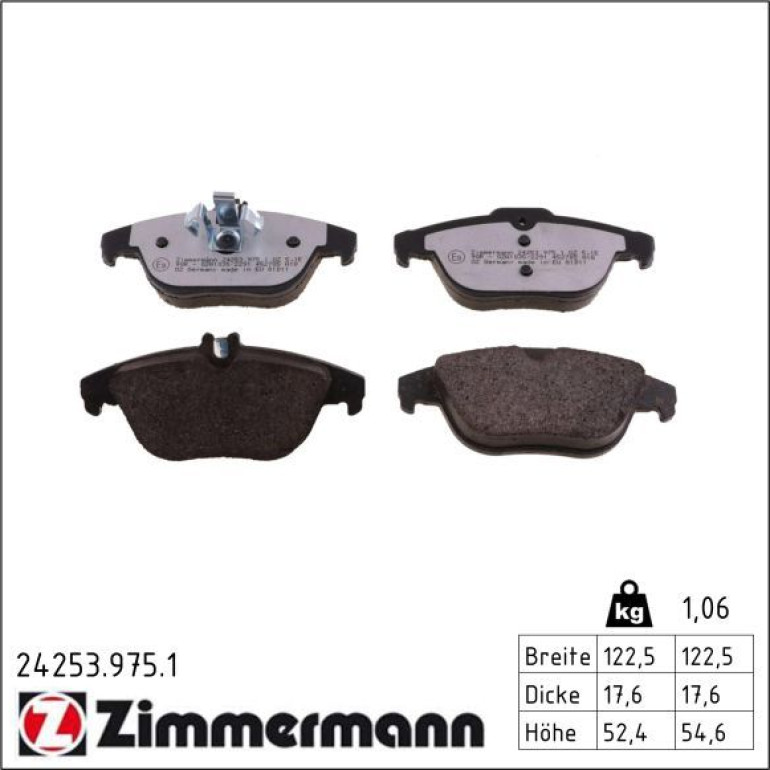 ZIMMERMANN 24253.975.1 Bremsbeläge passend für MERCEDES-BENZ C-Klasse, GLK, E-Klasse