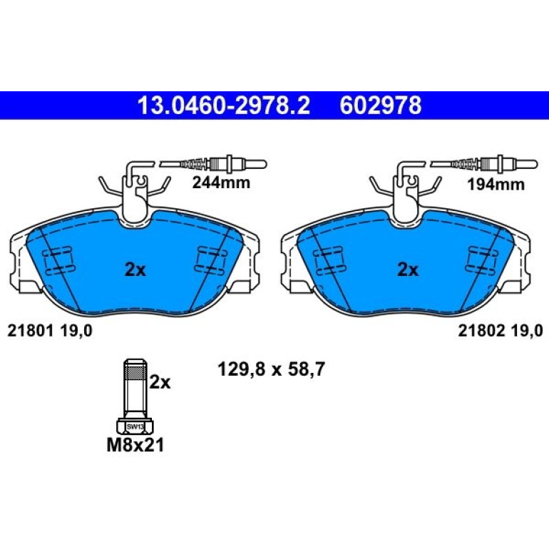 Bremsbelagsatz, Scheibenbremse 13.0460-2978.2 Bremsbelagsatz, Scheibenbremse 13.0460-2978.2